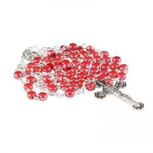 Red circular bead rosary